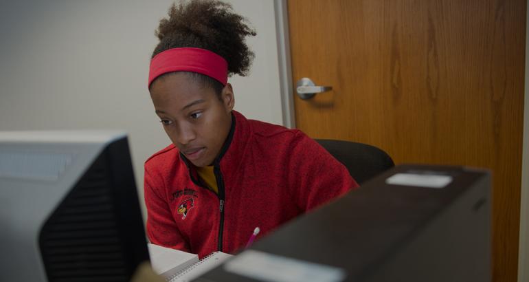 Student working on a computer.